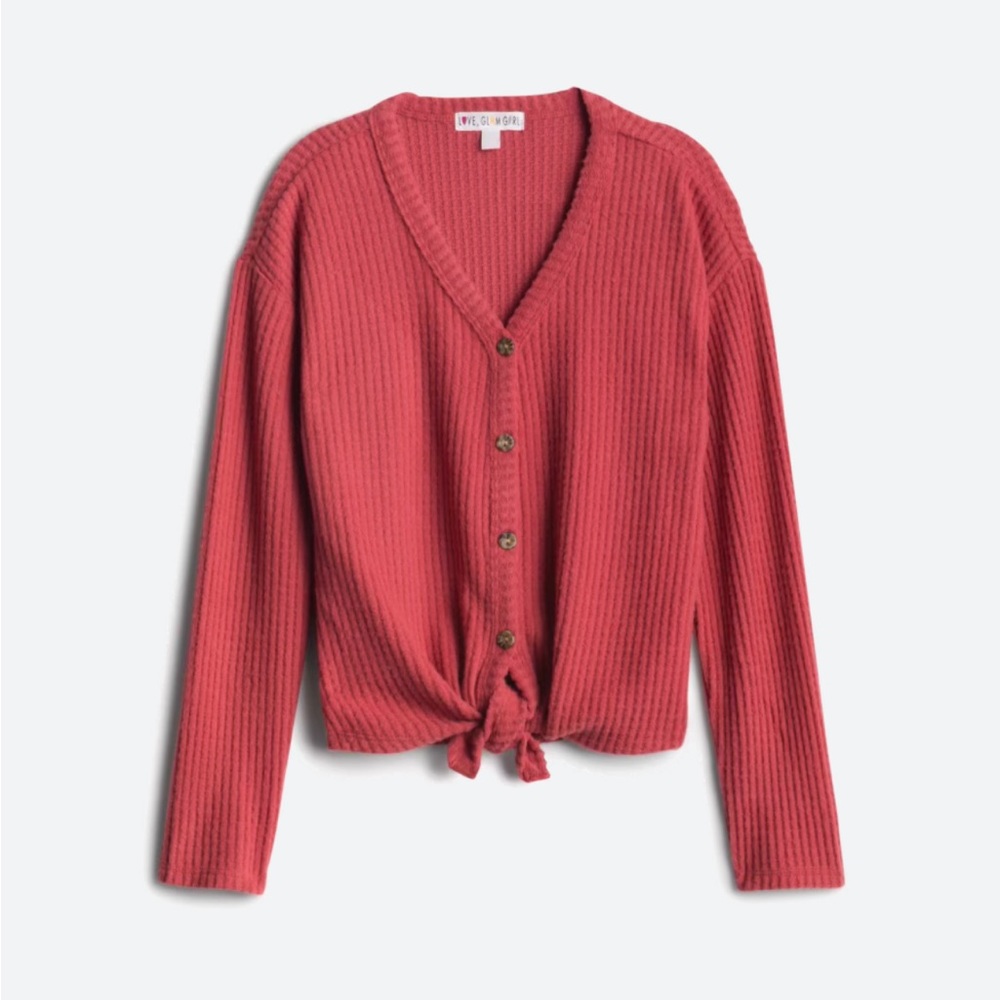 Love Glam Girl Susana Button Down Tie Front Waffle Top 🫶